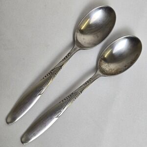 2 Gorham Stegor‎ Stainless Teaspoons, Wheat Pattern, 6"